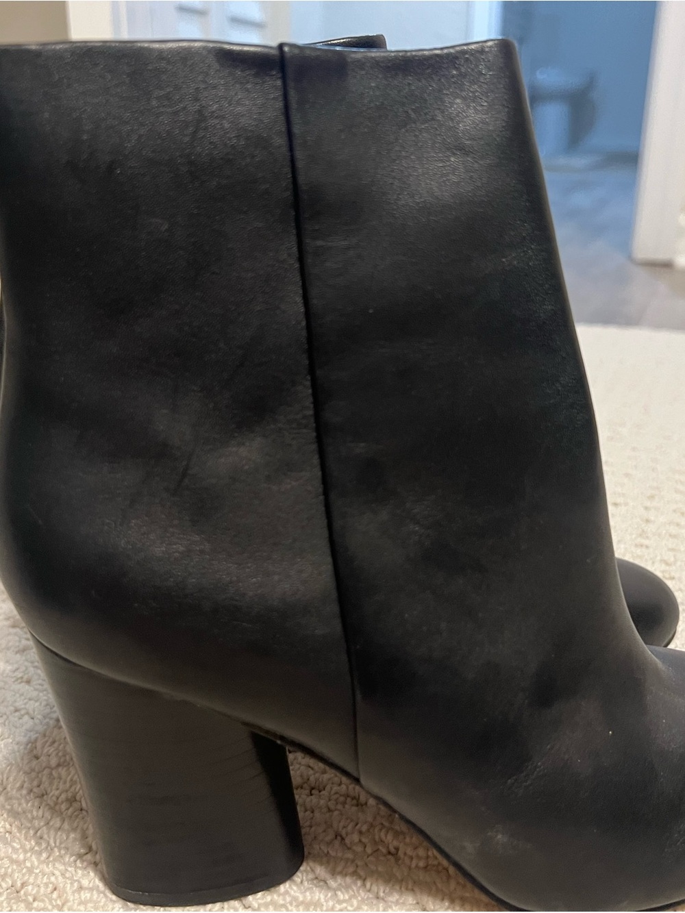 Neiman Marcus Black Leather Block Heel Ankle Boots
